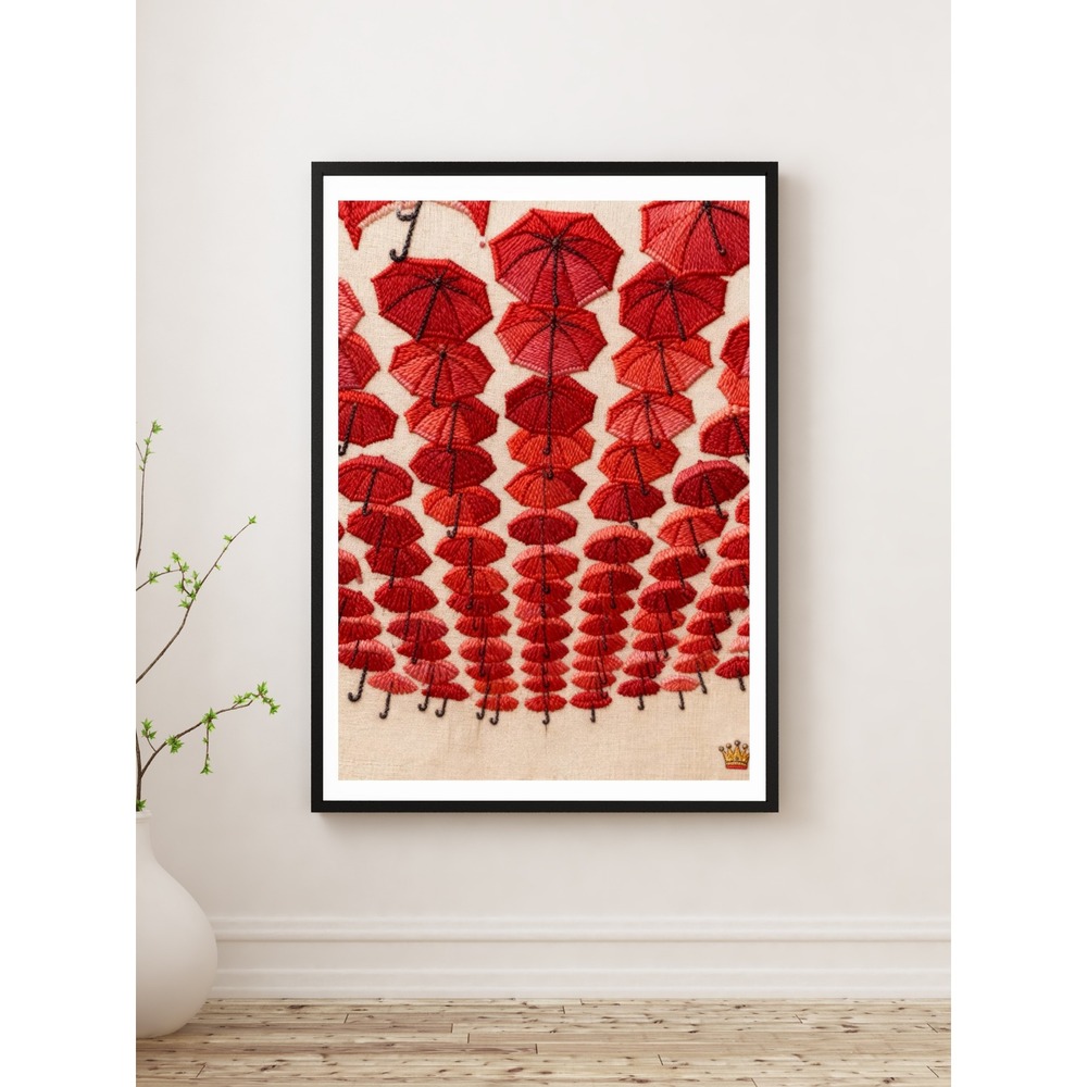 Royal Ink Smith Red Umbrellas Textured Canvas Print Wall Art‎ 12x16 Gallery Wrap